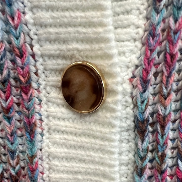 J. Crew Cream Multicolor Ribbed Button-Front Cardigan - Picture 3 of 3